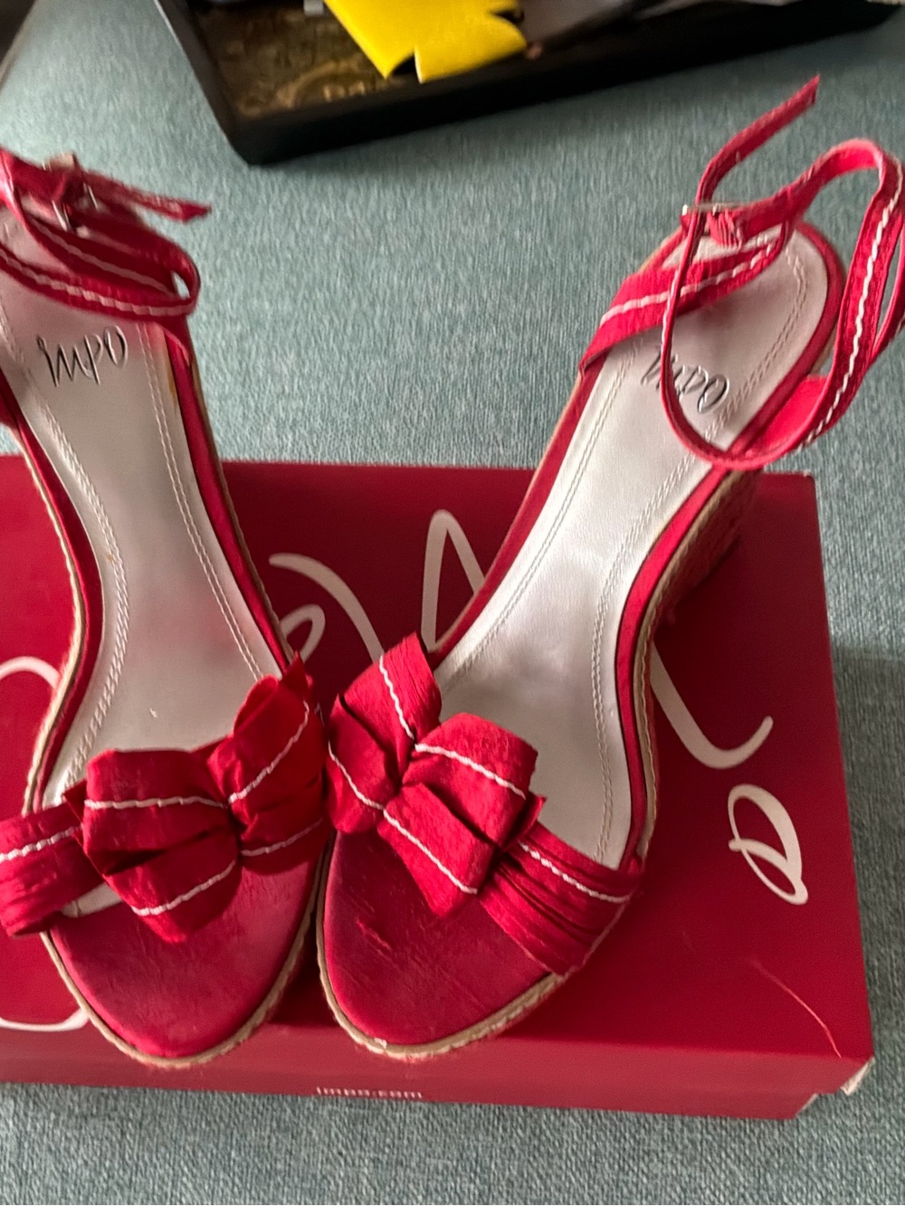 Impo Red Bow Wedge Sandals size 10 M